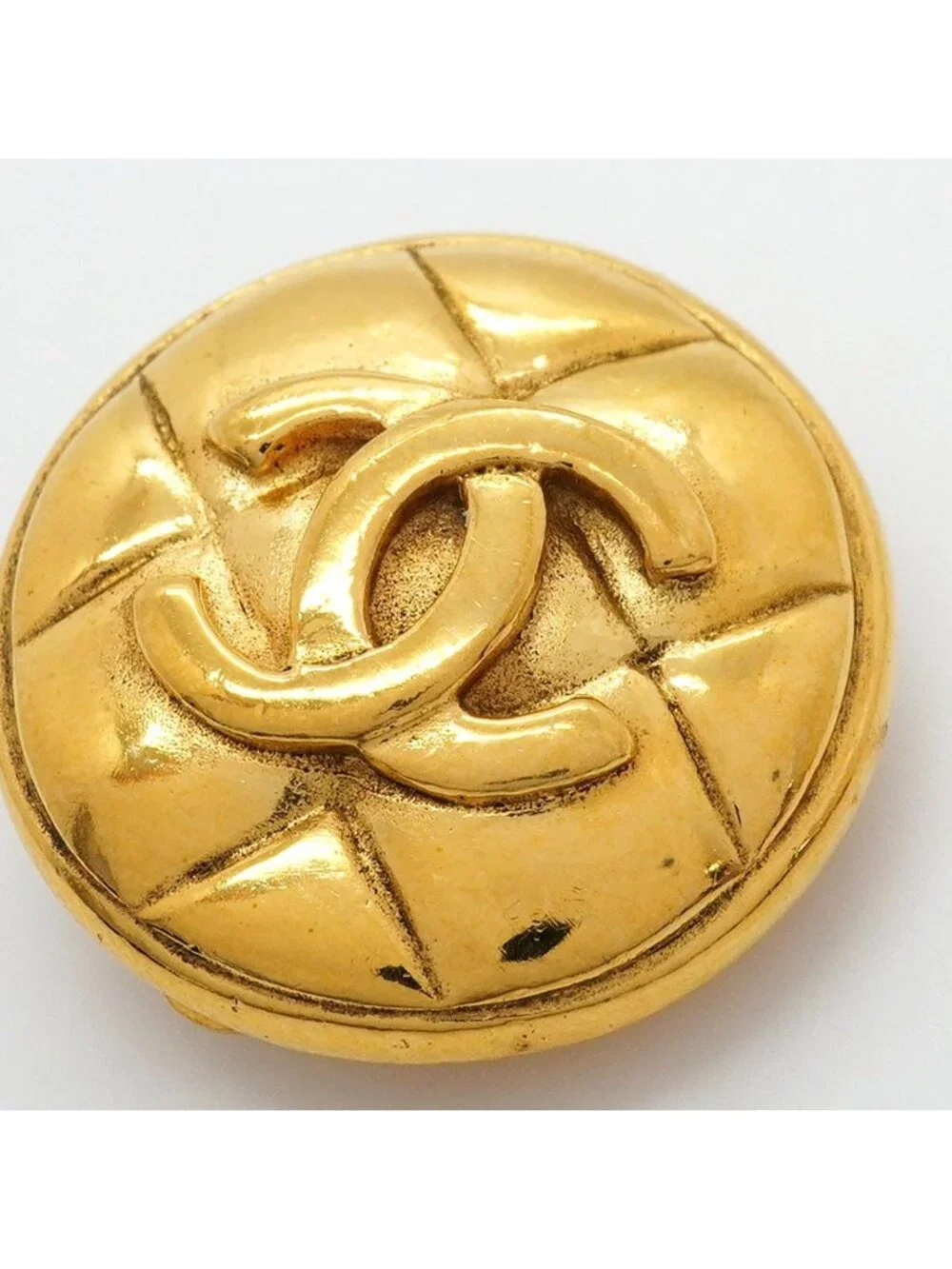 Chanel Earrings Vintage CC Logo Quilted Round
